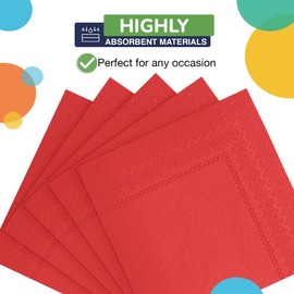 50 Pack Red Paper Napkins Disposable, 2 Ply Party Napkins, Red Disposable Napkins, Fun Napkins Everyday – Red Napkins Great As Beverage Napkins Or Cocktail Napkins Paper Exquisite