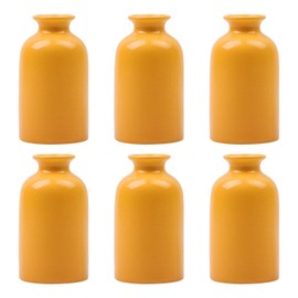6 Pack Ceramic Bulk Yellow Small Vase, Modern Boho Vases for Dry Flowers, Yellow Bud Vases for Home Decor, Small Vases for Centerpieces in Bulk, Mini Flower Vases for Wedding Home Table Party Decor