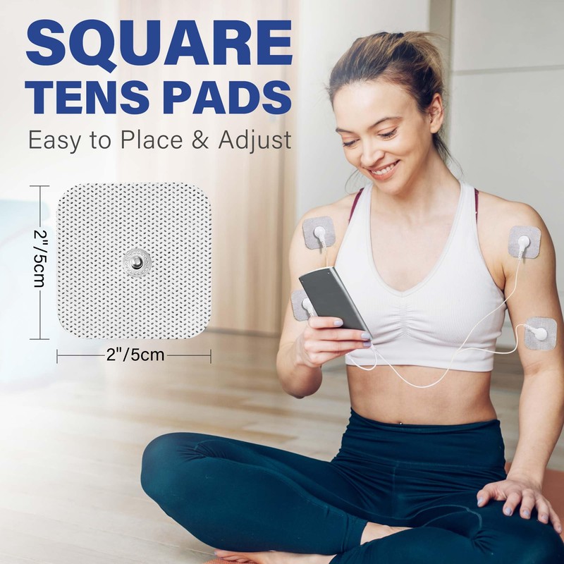 LotFancy TENS Unit Replacement Pads, 40 Pcs 2x2 Snap Electrodes