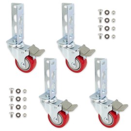 4pc - Storage Rack Caster Wheels (Adapts to Boltless Self Locking Shelving Racks) (3" (500 Max Total Capacity))