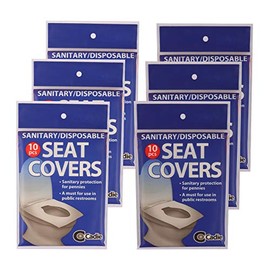 Disposable Paper Toilet Seat Covers - Flushable and Hygienic Travel Paper Potty Barrier for Urinating in Public Hotel, Stations, Restaurants, Plane, Mall, Office Resealable | 6 Pack (60Count) By Cadie