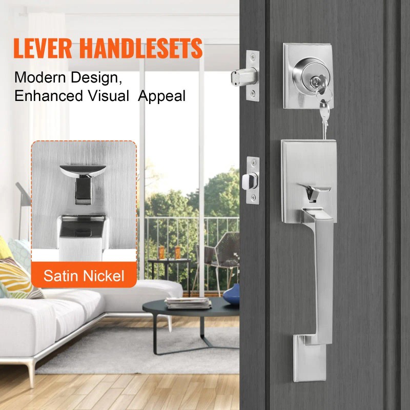 Adjustable Hole Space Reversible Entry Handle Set Square Front Door