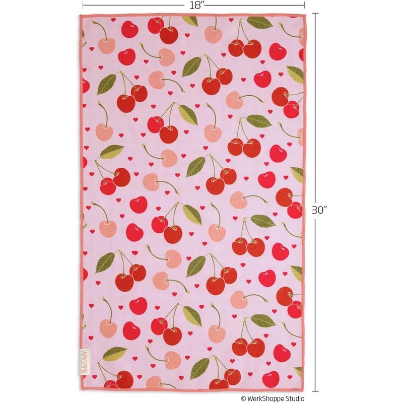 WerkShoppe Cherry Hearts Microfiber Towel