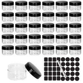 30 Pcs Empty Sample Pots 15g / 15ml Plastic Travel Cosmetic Container Jars with Lids for Creams, Sample, Make-Up Storage Black