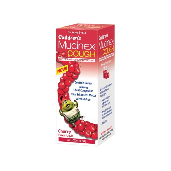 Mucinex Children's Cough Relief Liquid, Cherry, 4oz (2X4oz)