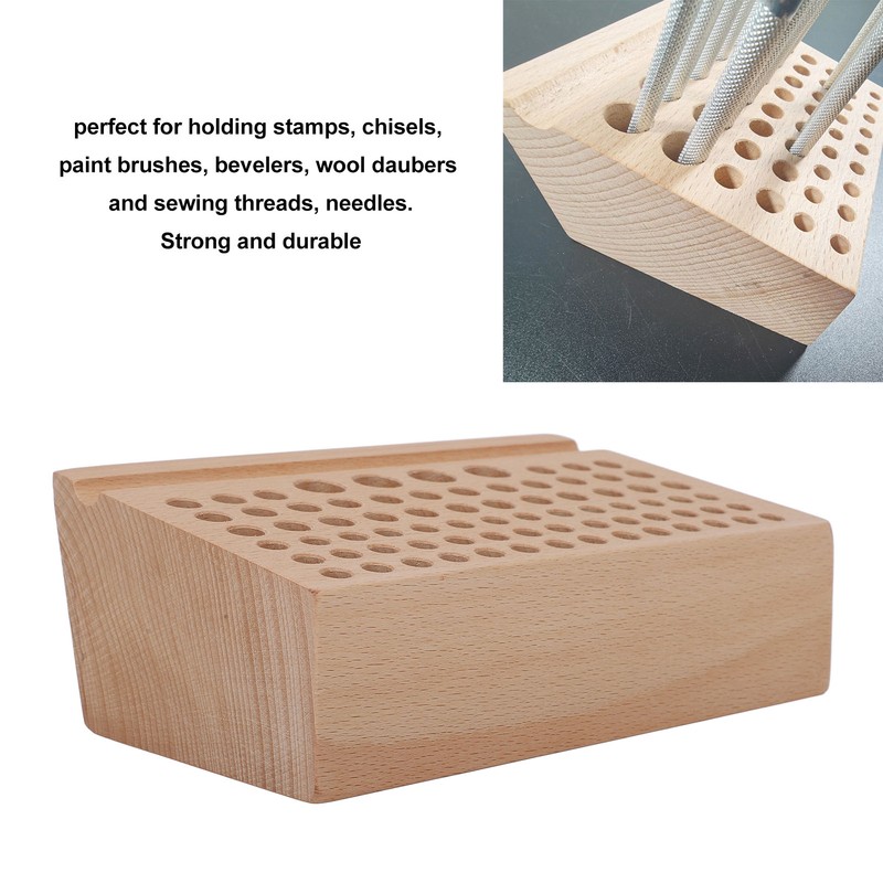 Leather Craft Tool Holder 76 Holes Durable Beech Diverse Sizes