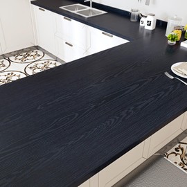 WESTICK Large Dark Wood Contact Paper Peel and Stick Counttertops Waterproof Navy Blue Wood Wallpaper Self Adhesive Wooden Grain Vinyl Countertop Wrap for Kitchen Tables Desk Cabinets Shelf 24" x 118"