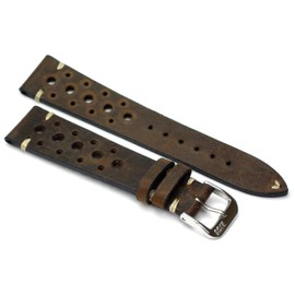 Sulla Sagittarius Rallye 22 mm / 18 mm Vintage Cowhide Leather Watch Strap Handmade Rios1931 Brown Bog Oak, Leather, No Gemstone