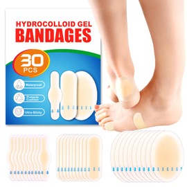 30pcs Hydrocolloid Blister Bandages - Waterproof Blister Bandages for Feet, Heels & Toes - Heel Blister Prevention & Recovery, Blister Pads
