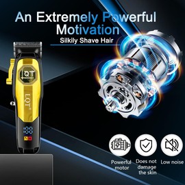 LQT Hair Clippers for Men, Cordless&Corded Hair Clipper, Professional Barber Kit for Hair Cutting & Grooming Set, Mens Hair Clippers with LED Display (Gold)