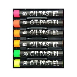 Yasutomo Niji Non Toxic Oil Pastel Set, Fluorescent Color, Set of 6, Assorted Fluorescent.