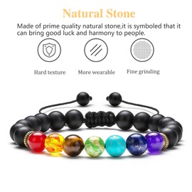 BOZLUN Couple Bracelet Gifts - 8mm natural Stone Men Bracelets Essential Oil Diffuser Bracelet Braided Rope Natural Stone Yoga Beads Bracelet Bangle Gifts for Men Women(Volcanic rock Amethyst)