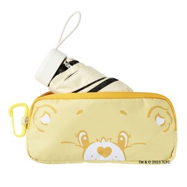 [Moonbat] CARE BEARS TM Parasol Folding Umbrella, Compact, Heat Shield, Blackout UV, UPF50+, For Rain or Shine, Carabiner, Case Included, 30310, 30311, 30312, 30314, 30315, 30316, lightyellow, Main