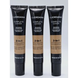Jordana Complete Cover 2-in-1 Concealer & Foundation 1oz #08 Golden Olive. QTY:3