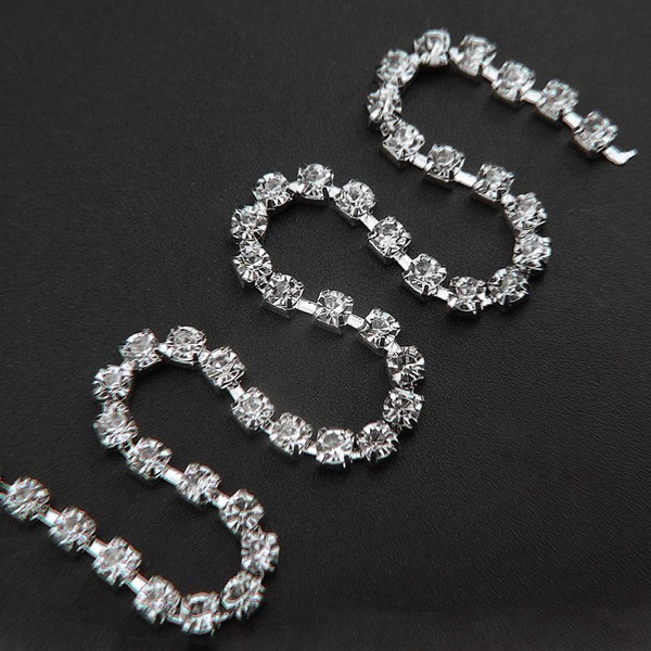 3MM 10 Yard Rhinestone Diamond Chain Trimming Claw Chain Glue Patch Decorated Diamond Chain for Crafts Project Birthday Decorations and Arts Furniture Headboard Clothing