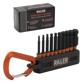 Ball End Hex Bit Set - Railer 2 Inch Impact Driver 10pc Ball-End Metric Hex Bit Set With A Bit Holder & Carabiner. Premium S2 Steel, Ideal For Furniture Screws