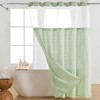 Nesphy No Hook Shower Curtain with Snap in Liner, Green