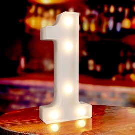 Marquee Numbers, Light Up Numbers for Party, Lighted Number 1, Battery Powered Led Birthday Number, Light Up Sign for Birthday Party Gradutaion New Year Anniversary Baby Shower Bedroom Wall Decor