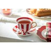 Grace Teaware Red Carousel Stripes Fine Porcelain 10oz Tea Coffee