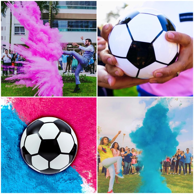 Gender Reveal Soccer Ball with Pink and Blue Powder