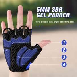 HTZPLOO Bike Gloves Cycling Gloves Biking Gloves for Men Women with Anti-Slip Shock-Absorbing Pad,Light Weight,Nice Fit,Half Finger Bicycle Gloves (Sky Blue, X-Large)