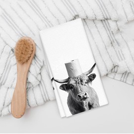 fZSZSD Funny Cow Hand Towels, Cow Bathroom Decor, Cows Lover Gifts for Women Men, Western Farm Animal Hand Towel for Home Bathroom Washroom Spa Dorm, 16x24 Inch