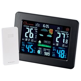 Infactory Weather Station with Colour Display Wireless Outdoor Sensor, DCF/Good Time