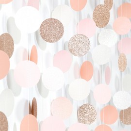 Rose-Gold Pink-White Birthday Party-Decorations Streamers - 52Ft Baby Bridal Shower Hanging Paper Garland Banner,Bachelorette Wedding Engagement Christmas Supplies Backdrop Graduation Decor Hugtmr