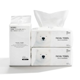 Facial Towels, Thick, Pack of 66, Large Capacity, Plant Materials, No Fluorescent, Unscented, Dual Use Wet & Dry Large, Quick Drying, Pilling Resistant, Disposable Towels, Hygienic for Face, Baby Care, Makeup Removal, Kitchen Cleaning, Perfect for Sensit
