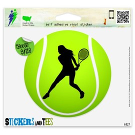 Women's Tennis Sport Ball Vinyl Car Bumper Window Sticker 4" x 4"