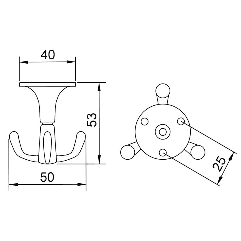 SOTECH Tromso 3-Way Swivel Hooks Black Chrome-Plated 53 x 50