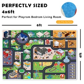 Pyrrhite Kids Rug Playroom Car Rug Play Mat City Life Road Rug for Cars Fun City Map for Track Toys,Carpet for Bedroom Boys (city01, 4×6ft/47×71in)