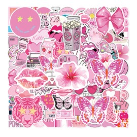 EHDWXVZM Pack of 100 Pink Series Stickers, Water Cup Graffiti Stickers, Notebook Stickers, Cute Stickers, Girls Stickers, Waterproof Stickers