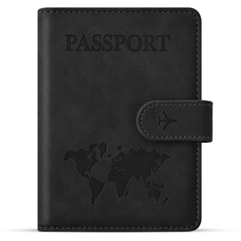 Passport Holder for Travel Essentials, Passport Wallet Cover Case for Travel Must Haves Accessories,Passport Book Holders for Women and Men BLACK (BLACK)