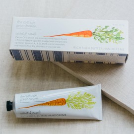 The Cottage Greenhouse Carrot & Neroli Handcreme, 4 oz, Moisturizing Lotion for Dry Hands, Quick Absorbing Shea Butter & Cocoa Butter, Luxury Purse Essentials