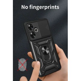 Funda Para Redmi 13c 5g / 13r 5g / Poco M6 5g Uso Rudo Antigolpes, Tapa Cámara Deslizante Y Soporte Anillo