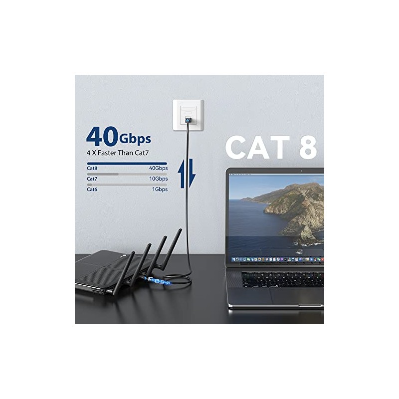 VENTION Cable Ethernet Cat 8, cable de conexión de alta