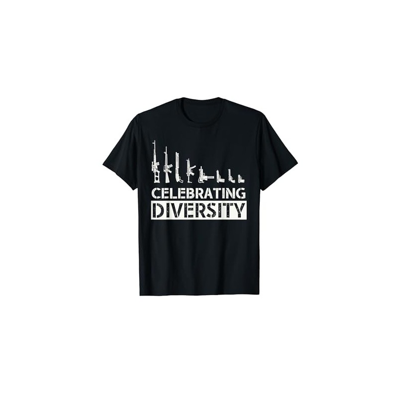 Celebrate Diversity Funny Weapon Shirt for Men T-Shirt, black