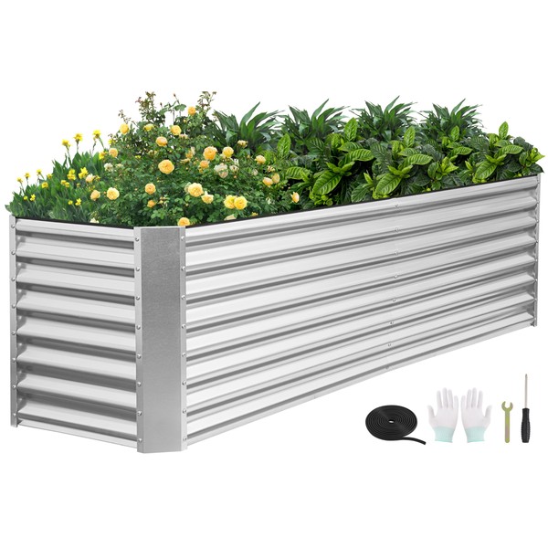 GoCampDirect 8x2x2ft Raised Garden Bed - Galvanized Deep Root Planter