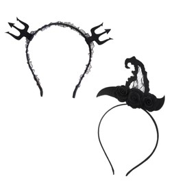 [LKCCTK] Halloween Headband Decoration Props Hair Ornaments Cosplay Photography Props Cute Spider Devil Magic Hat for Party Photography 4pcs Set (4)