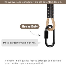 BeneLabel Tree Swing Rope, 240cm Hammock Strap Hanging Kit Polyester Extension String with Carabiner Beam Attachment for Hammock Chair Playground Set, up to 2500lbs, 10mm Diameter, Natural Tricot