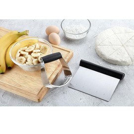 U Chef Mezclador de Masa y Cortador de Masa, Batidor de Masa, Batidora de Repostería de Acero inoxidable, Herramientas para Hornear con asas de Agarre suave.