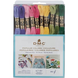 DMC 117F25-PC36 Embroidery Popular Colors Floss Pack, Assorted Color, 8.7-Yard, 36/Pack