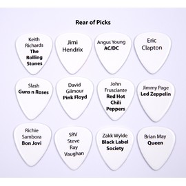 Guitar Heroes Guitar Picks Set of 12 Famous Guitarist Plectrums