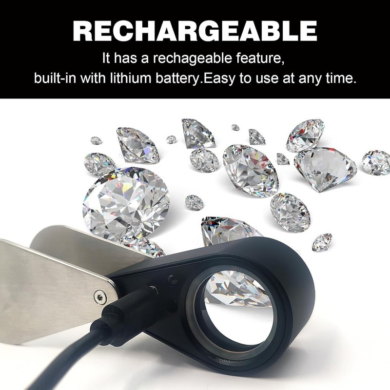 Rechargeable 30x Jewelers loupe with Light and Four Types of