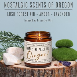 Oregon Gifts, Oregon Decor for Home - 'There's No Place Like Oregon Candle, w/Lush Forests & Fresh Air I Oregon Souvenirs I Oregon State Gifts I 9oz Jar, 50Hr Burn, USA Made