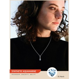 FaithHeart Old-school Celtic Knot Pendant Necklace Heart Birthstone Neck Chains for Women Sterling Silver Jewelry March Birthstones