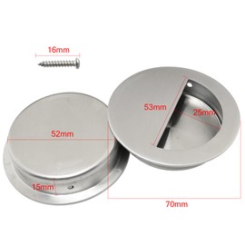 FMHXG 2pcs Recessed Embedded Door Handle 70mm Stainless Steel Round Drawer Handles Hidden Concealed Recessed Sliding Door Pull Handles Invisible Handle Cabinet Pulls