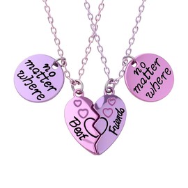 Best Friends Matching Heart Necklaces for Women Besties Birthday Christmas Gifts for Sisters No Matter Where Pendant Necklace for 2 Friend Long Distance Friendship Gifts for Women Friendship Necklaces