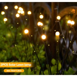 Unbranded 2 LED Solar Firefly Light Garden Waterproof Swaying Lamp Outdoor Landscape Decor
